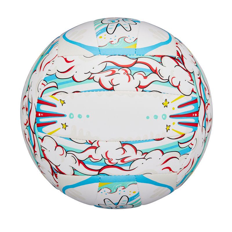 slide 5 of 6, Wilson Graffiti Peace Volleyball - White/Blue: Size 5, Synthetic Leather, Butyl Bladder, Adult Outdoor Sports Ball, 1 ct