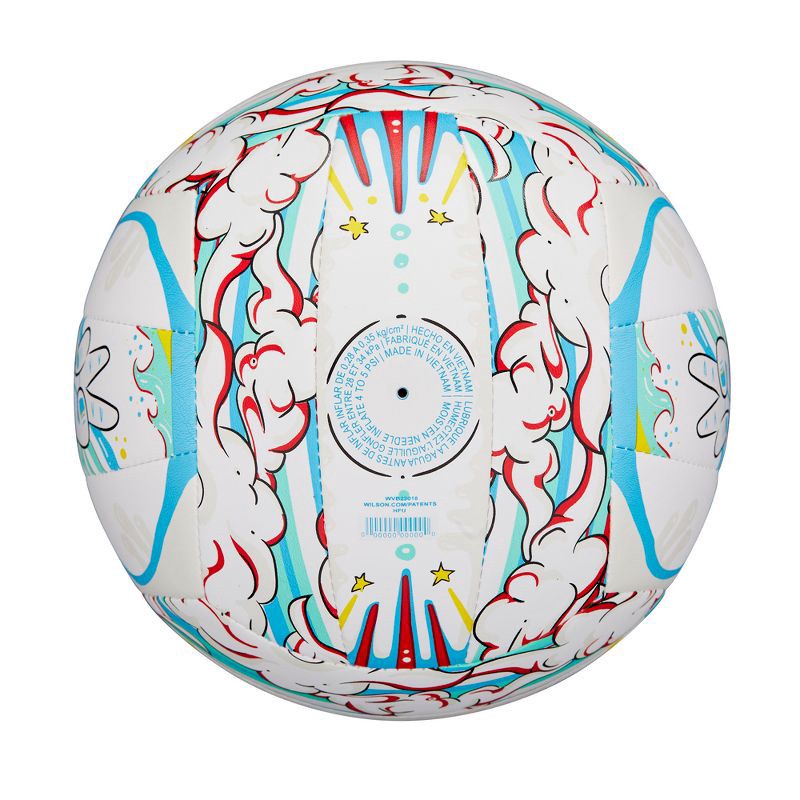 slide 6 of 6, Wilson Graffiti Peace Volleyball - White/Blue: Size 5, Synthetic Leather, Butyl Bladder, Adult Outdoor Sports Ball, 1 ct