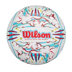 Wilson Graffiti Peace Volleyball - White/Blue: Size 5, Synthetic Leather, Butyl Bladder, Adult Outdoor Sports Ball