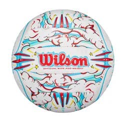 Wilson Graffiti Peace Volleyball - White/Blue: Size 5, Synthetic Leather, Butyl Bladder, Adult Outdoor Sports Ball