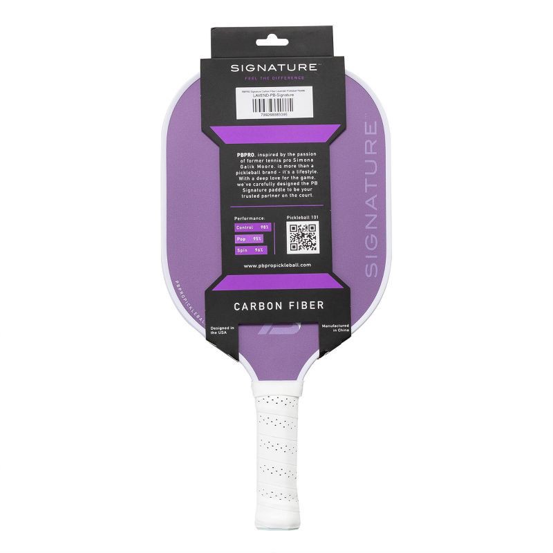 slide 2 of 13, PBPRO Signature Carbon Fiber Pickleball Paddle - Lavender: Polypropylene Core, Traditional Frame, 1 ct