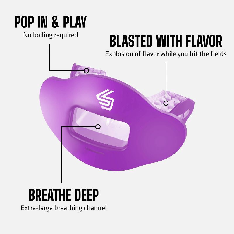 slide 4 of 4, Shock Doctor Sport Max Airflow Flavor Lipguard Kool Aid - Grape: Strapless, BPA-Free, Braces Compatible, Youth Mouth Guard, 1 ct