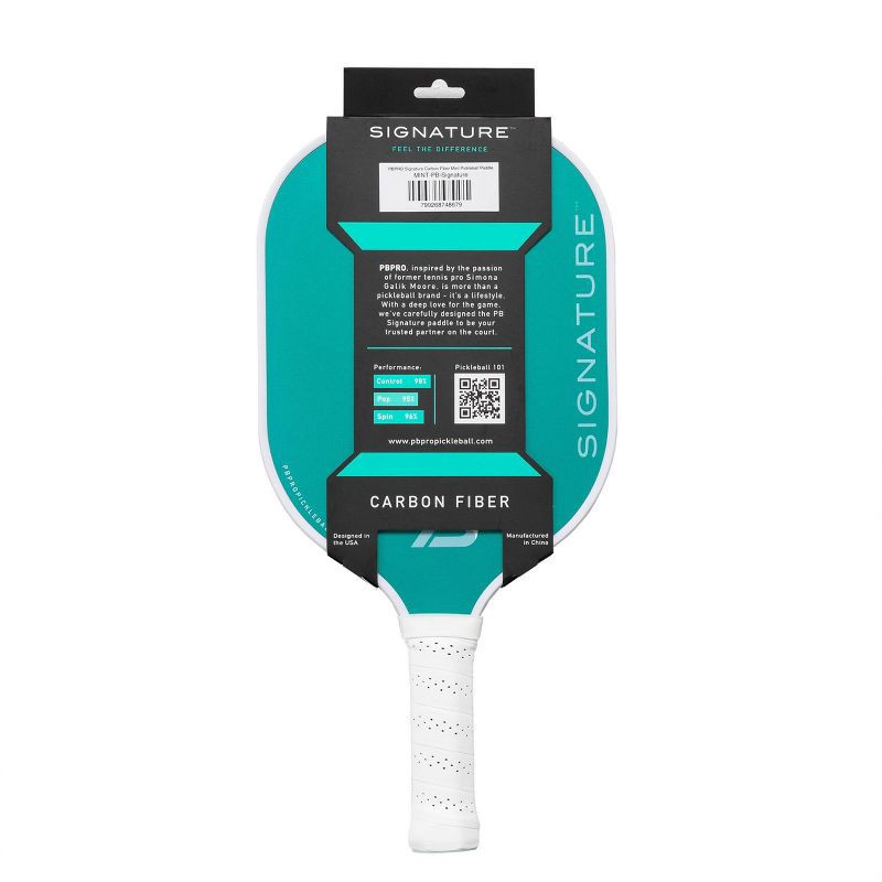 slide 2 of 15, PBPRO Signature Carbon Fiber Pickleball Paddle - Mint Green: Traditional Frame, 8 oz, 8 oz