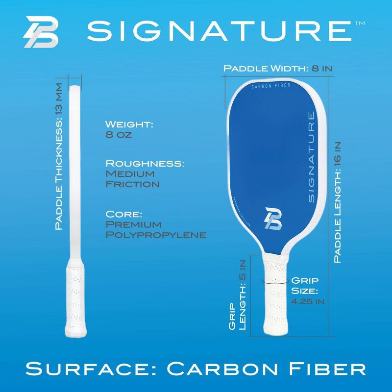 slide 6 of 13, PBPRO Signature Carbon Fiber Pickleball Paddle - Blue, 1 ct