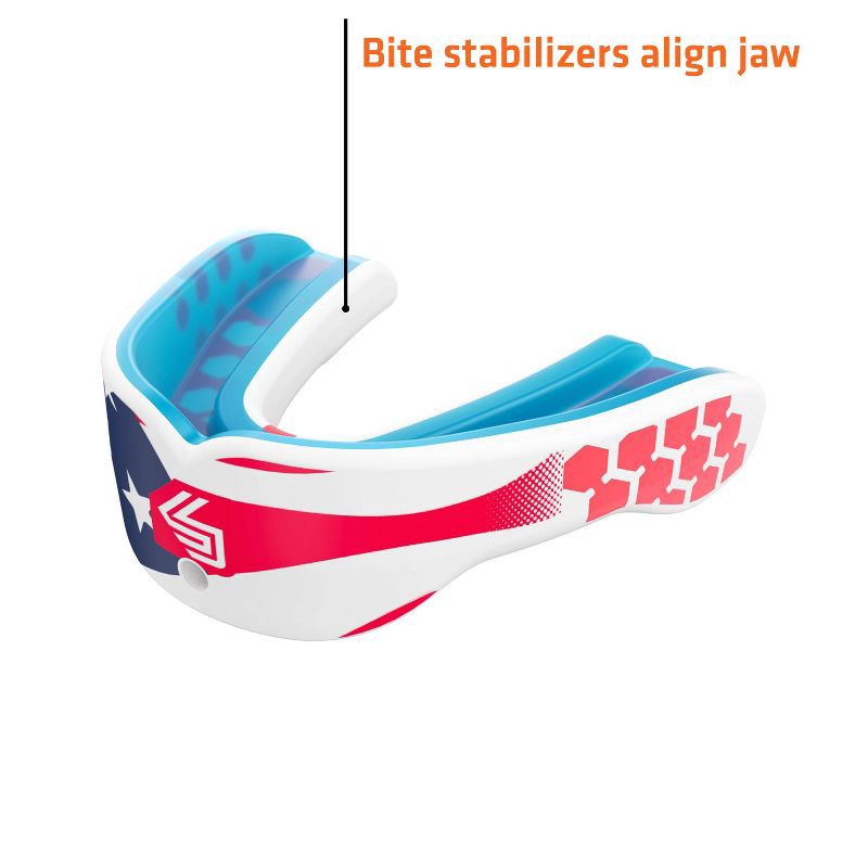 slide 3 of 7, Shock Doctor Sport Gel Max Pro Stars and Stripes - Youth: Strapless Mouth Guard, BPA-Free, 1 ct