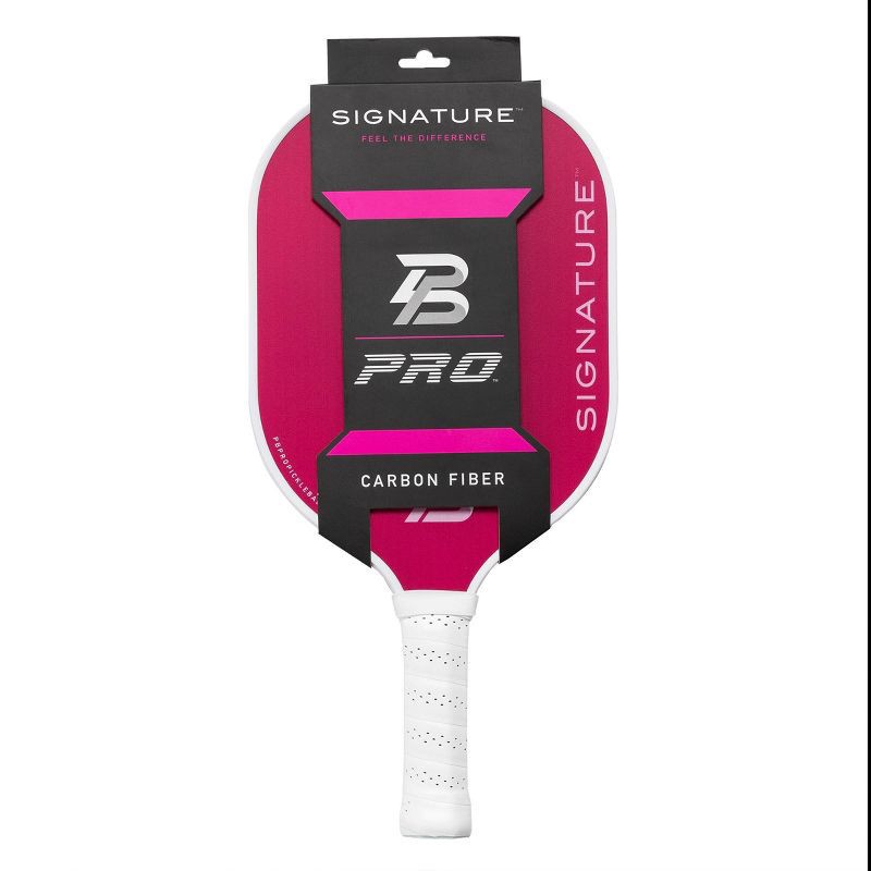 slide 1 of 14, PBPRO Signature Carbon Fiber Pickleball Paddle - Pink: Polypropylene Core, 4-1/4" Grip, 1 ct