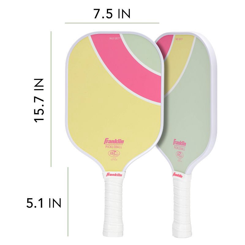 slide 4 of 11, Franklin Sports 2 Player Poly Paddle with Ball Set - Green/Pink: Fiberglass, Traditional Frame, 1 ct