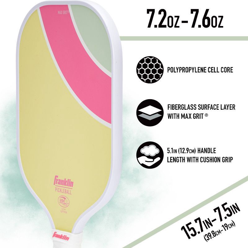 slide 5 of 11, Franklin Sports 2 Player Poly Paddle with Ball Set - Green/Pink: Fiberglass, Traditional Frame, 1 ct