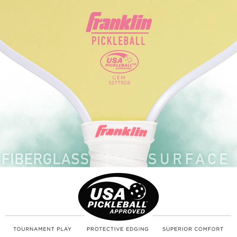 slide 8 of 11, Franklin Sports 2 Player Poly Paddle with Ball Set - Green/Pink: Fiberglass, Traditional Frame, 1 ct