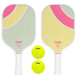 Franklin Sports 2 Player Poly Paddle with Ball Set - Green/Pink: Fiberglass, Traditional Frame