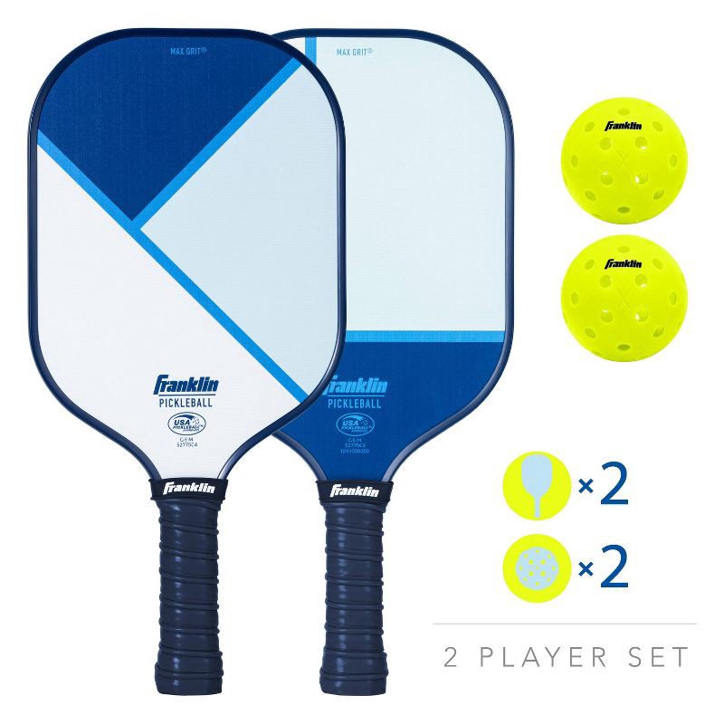 slide 2 of 12, Franklin Sports 2 Player Poly Paddle with Ball Set - Blue/Light Blue: Fiberglass Pickleball Equipment, 1 ct