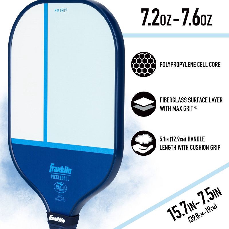 slide 5 of 12, Franklin Sports 2 Player Poly Paddle with Ball Set - Blue/Light Blue: Fiberglass Pickleball Equipment, 1 ct