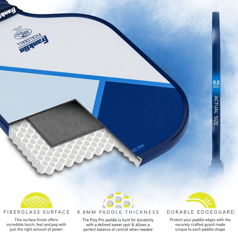 slide 6 of 12, Franklin Sports 2 Player Poly Paddle with Ball Set - Blue/Light Blue: Fiberglass Pickleball Equipment, 1 ct