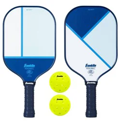 Franklin Sports 2 Player Poly Paddle with Ball Set - Blue/Light Blue: Fiberglass Pickleball Equipment
