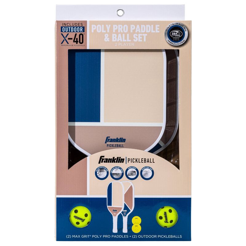 slide 2 of 10, Franklin Sports 2 Player Poly Paddle with Ball Set - Blue/Tan: Pickleball Equipment, 1 ct