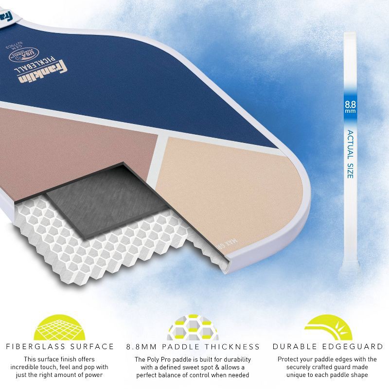 slide 5 of 10, Franklin Sports 2 Player Poly Paddle with Ball Set - Blue/Tan: Pickleball Equipment, 1 ct