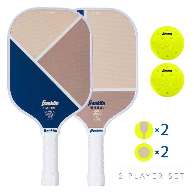 slide 7 of 10, Franklin Sports 2 Player Poly Paddle with Ball Set - Blue/Tan: Pickleball Equipment, 1 ct