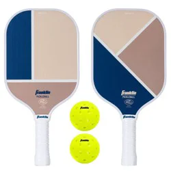 Franklin Sports 2 Player Poly Paddle with Ball Set - Blue/Tan: Pickleball Equipment