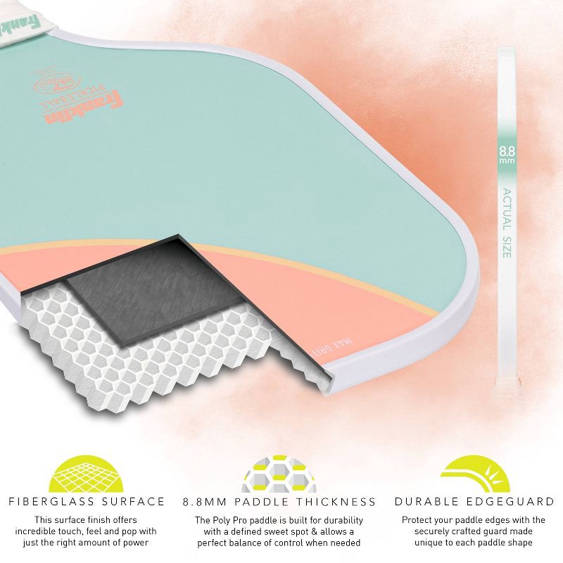 slide 6 of 12, Franklin Sports 2 Player Poly Paddle with Ball Set - Yellow/Green: Fiberglass Core for Traditional Racquet Shape in Pickleball, 1 ct