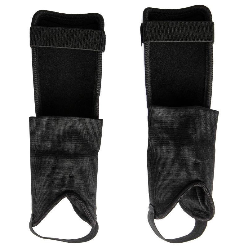 slide 2 of 4, Franklin Sports Shin Guards 2pk - Blue/Orange M: Soccer Field Equipment, ABS Material, 2 ct