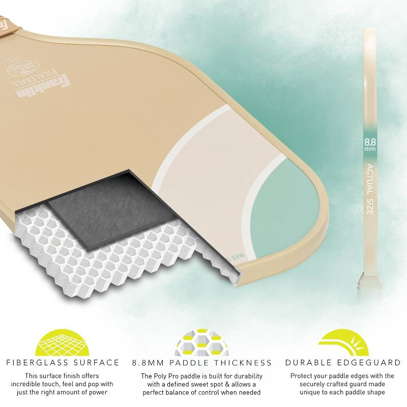 slide 6 of 12, Franklin Sports 2 Player Poly Paddle with Ball Set - Green/Tan: Fiberglass Pickleball Racquets, 1 ct