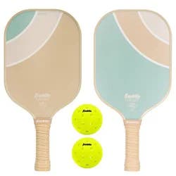 Franklin Sports 2 Player Poly Paddle with Ball Set - Green/Tan: Fiberglass Pickleball Racquets
