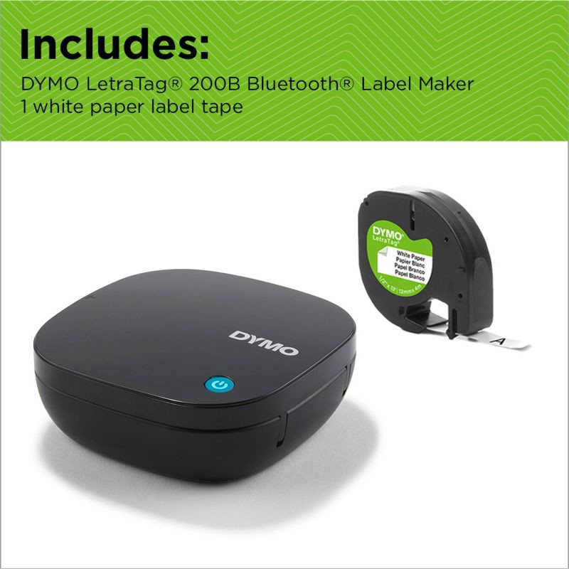 slide 5 of 7, DYMO Letratag 200 Bluetooth Label Maker with White Paper Label Tape, 1 ct