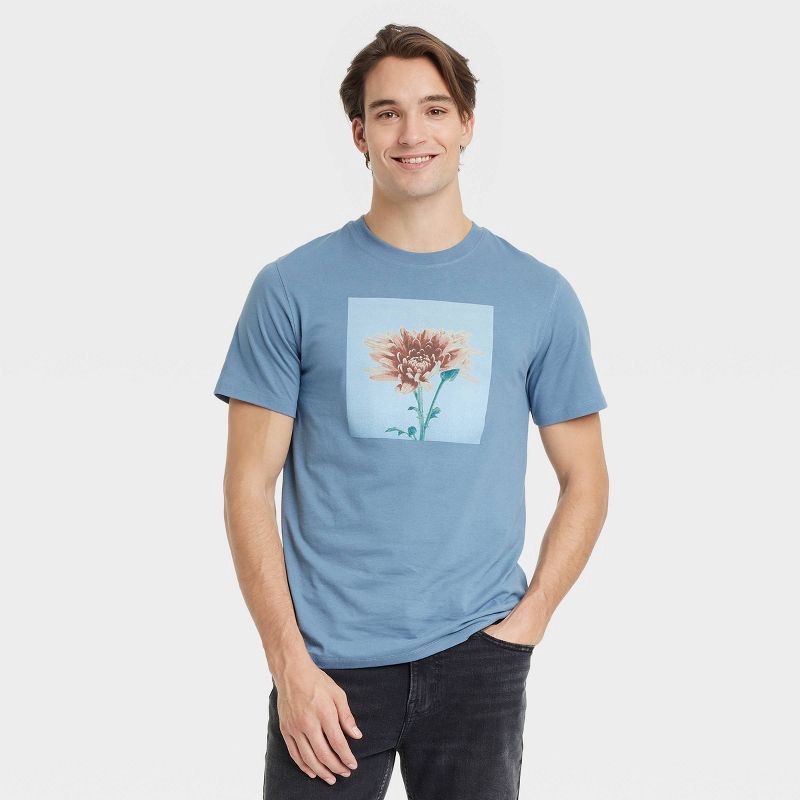 slide 1 of 3, Men's Short Sleeve Graphic T-Shirt - Goodfellow & Co™ Rig Blue S, 1 ct