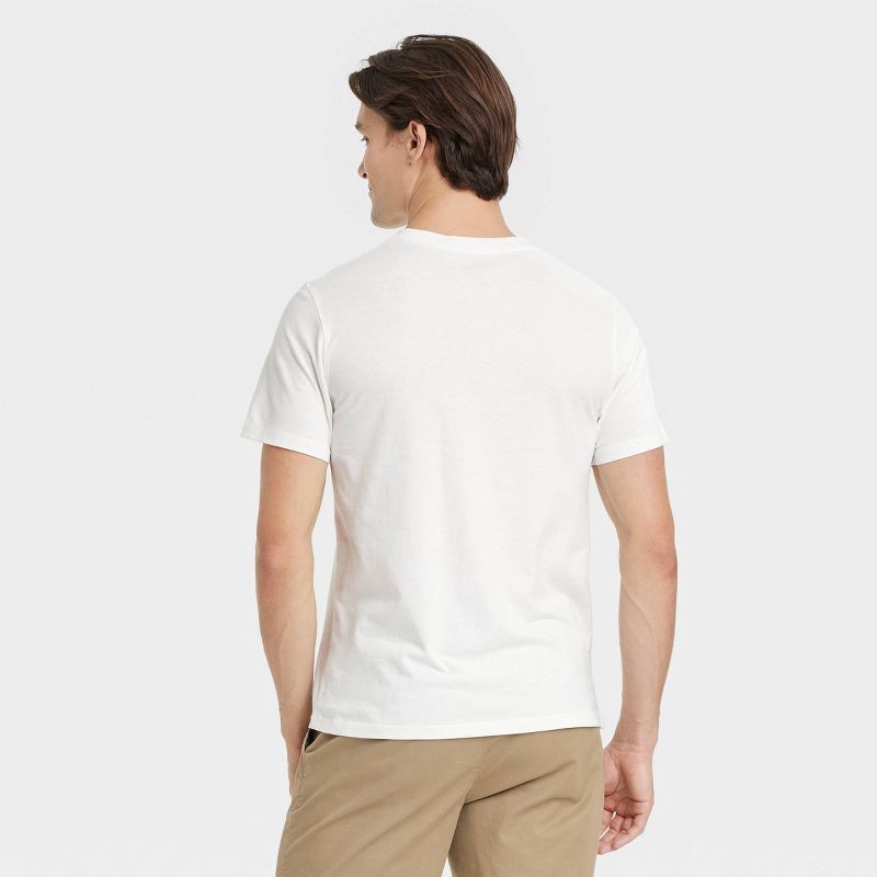 slide 3 of 3, Men's Rocky Mountains Short Sleeve Graphic T-Shirt - Goodfellow & Co™ Off-White XL: Crew Neck, Typography, 1 ct