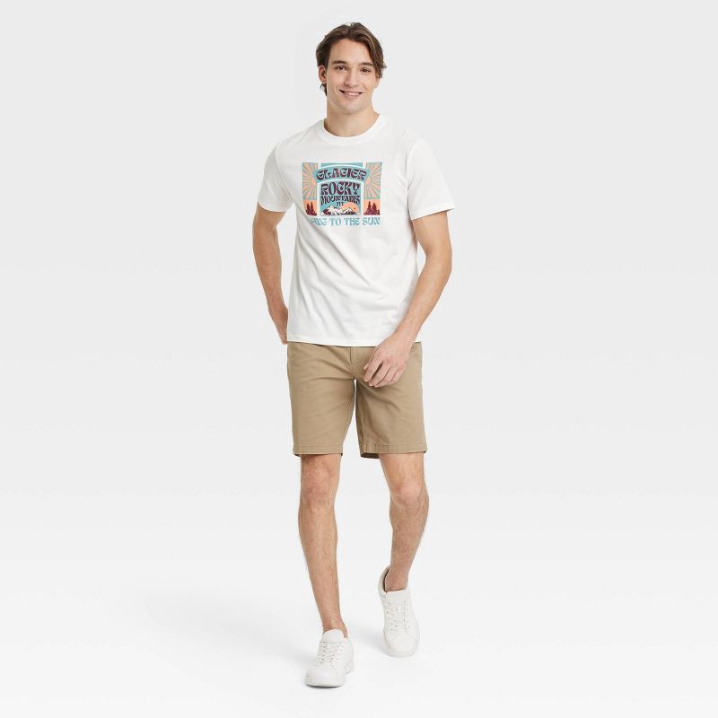slide 2 of 3, Men's Rocky Mountains Short Sleeve Graphic T-Shirt - Goodfellow & Co™ Off-White XL: Crew Neck, Typography, 1 ct