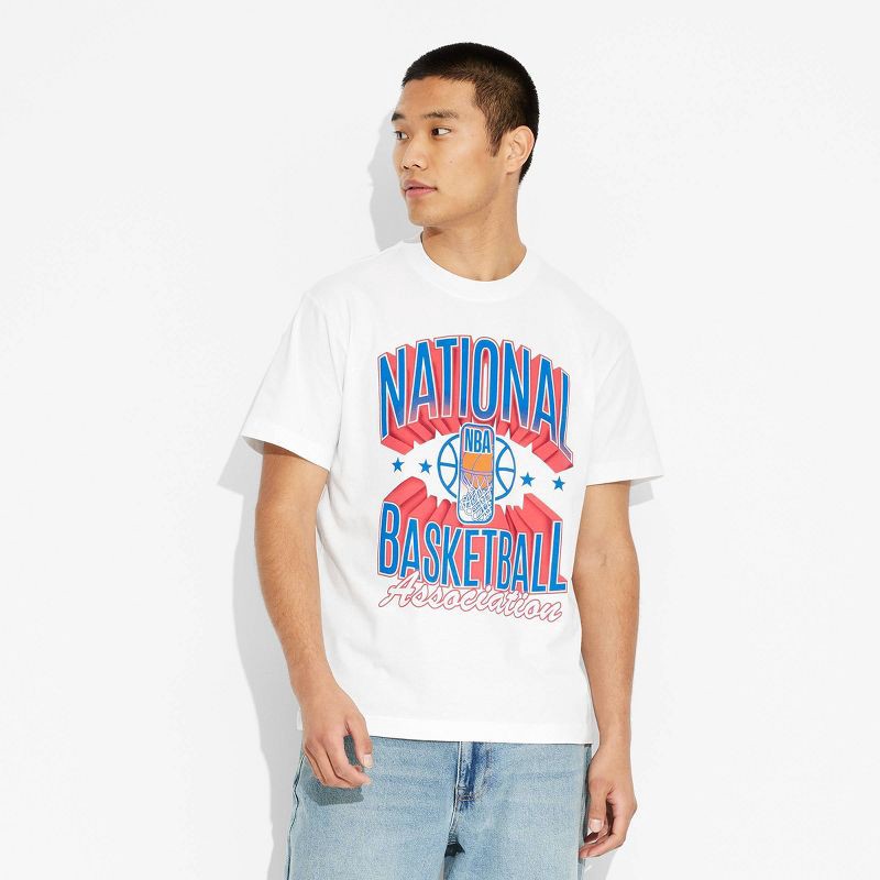 slide 2 of 3, Men's Short Sleeve NBA Teams Graphic T-Shirt - Original Use™ Off-White L, 1 ct