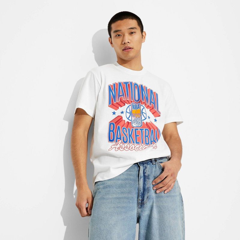 slide 1 of 3, Men's Short Sleeve NBA Teams Graphic T-Shirt - Original Use™ Off-White L, 1 ct
