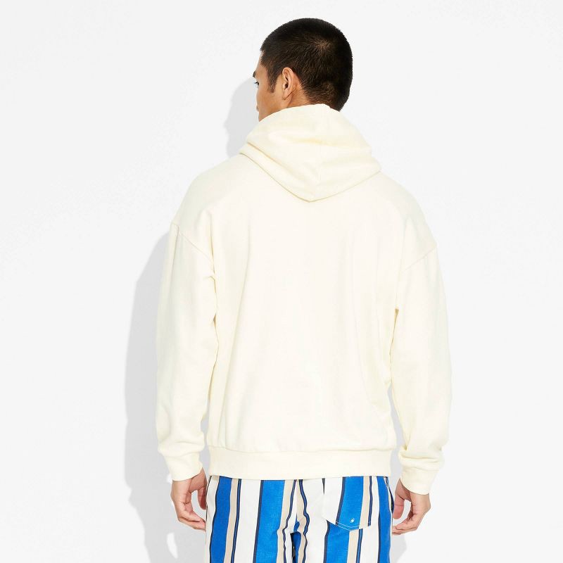 slide 3 of 3, Men's Oversized Fit Hooded Pullover Sweatshirt - Original Use™ Light Yellow L: French Terry, Kangaroo Pocket, 1 ct