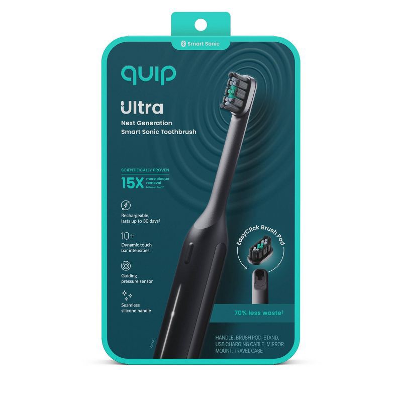 slide 18 of 19, quip Ultra Next Generation Smart Sonic Electric Toothbrush - Onyx, 1 ct