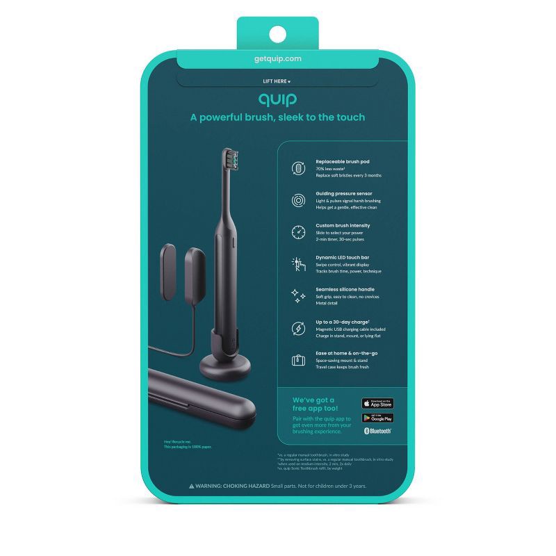 slide 19 of 19, quip Ultra Next Generation Smart Sonic Electric Toothbrush - Onyx, 1 ct