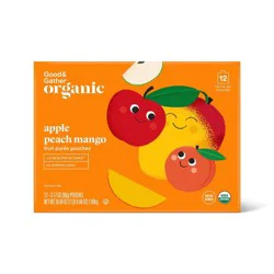 Organic Apple Peach Mango Fruit Puree Applesauce Pouches - 38.04oz/12ct - Good & Gather™