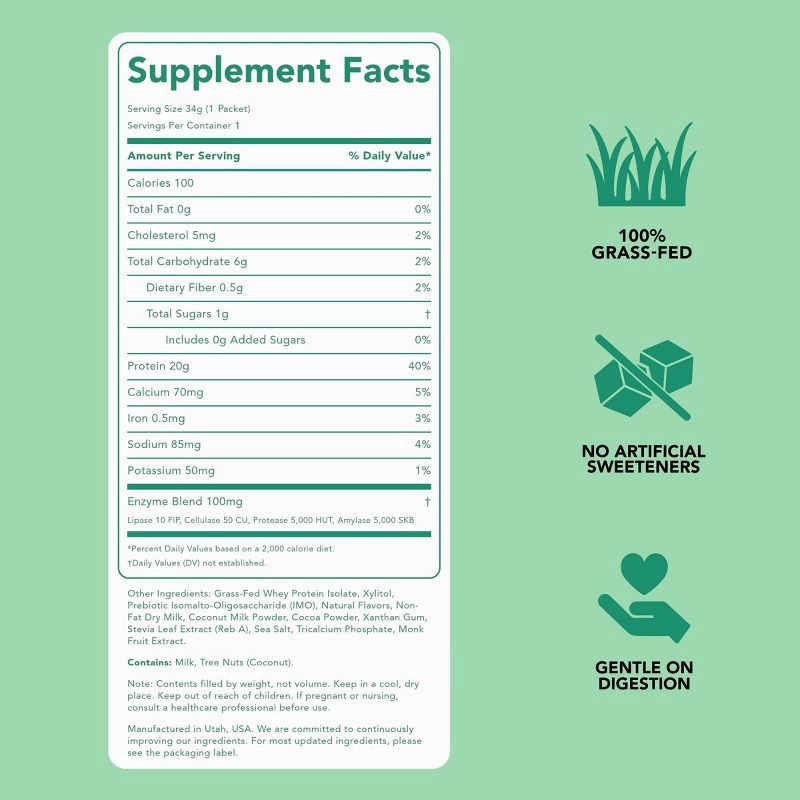 slide 5 of 9, Clean Simple Eats Protein Powder - Mint Chocolate Cookie - Whey Protein Isolate - 1.2oz/1 Stick, 1.2 oz