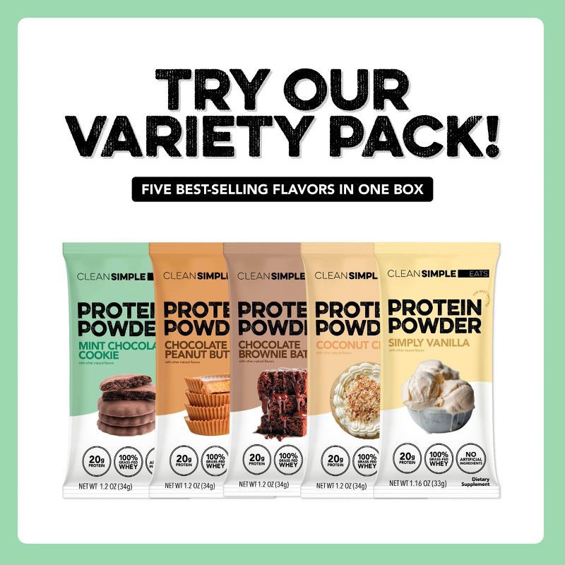 slide 6 of 9, Clean Simple Eats Protein Powder - Mint Chocolate Cookie - Whey Protein Isolate - 1.2oz/1 Stick, 1.2 oz