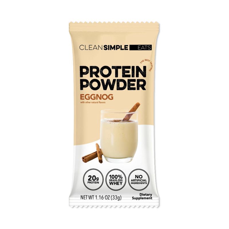 slide 2 of 9, Clean Simple Eats Protein Powder - Eggnog - 1 Stick/1.16oz, 1 oz