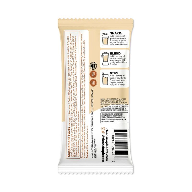 slide 9 of 9, Clean Simple Eats Protein Powder - Eggnog - 1 Stick/1.16oz, 1 oz