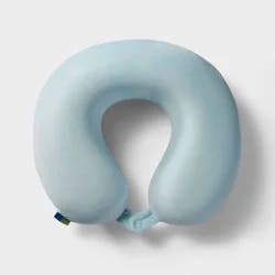 Memory Foam Travel Neck Pillow - Open Story™ Muddy Aqua: U-Shape, Velvet