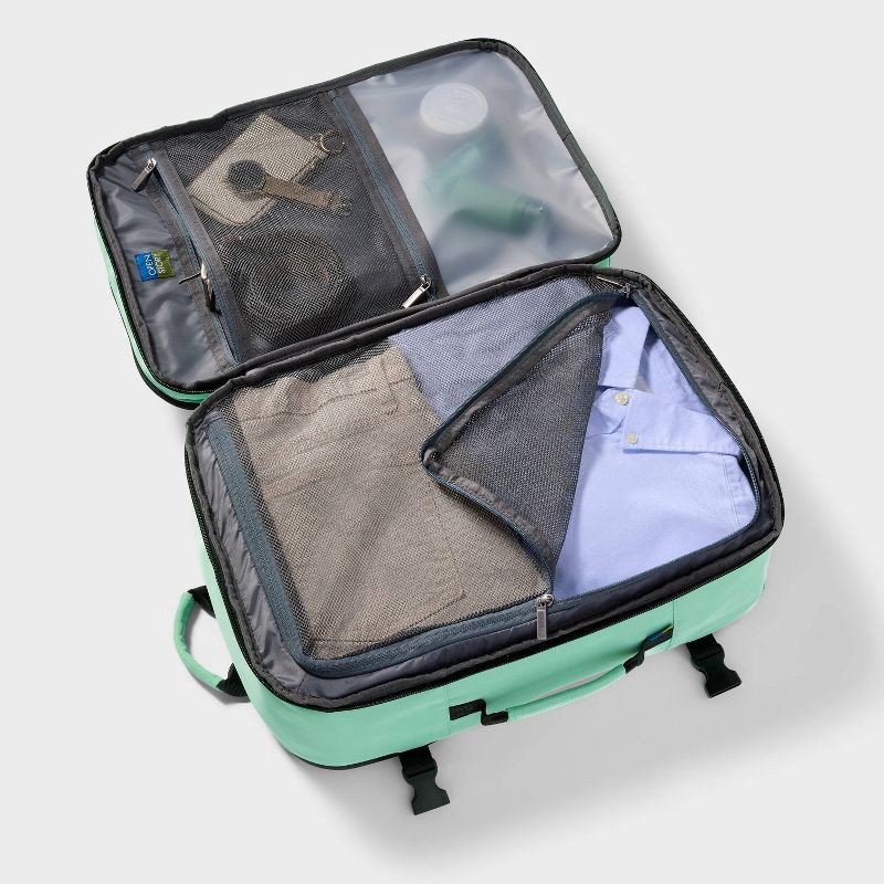 slide 4 of 7, 35L Travel Backpack - Open Story™️ Sage Green: Softside Water Repellent Twill, 35 liter