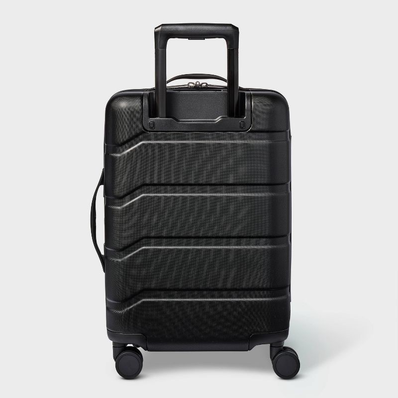 slide 3 of 7, Hardside Carry On Spinner Suitcase with Front Pocket - Open Story™ Black: 8-Wheel, 1 ct