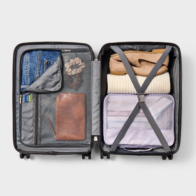 slide 5 of 7, Hardside Carry On Spinner Suitcase with Front Pocket - Open Story™ Black: 8-Wheel, 1 ct