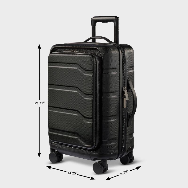 slide 7 of 7, Hardside Carry On Spinner Suitcase with Front Pocket - Open Story™ Black: 8-Wheel, 1 ct