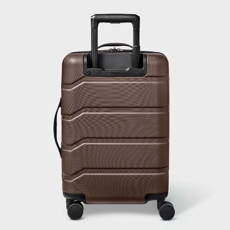 slide 3 of 7, Hardside Carry On Spinner Suitcase with Front Pocket - Open Story™ Chocolate: Water-Resistant Luggage, 1 ct