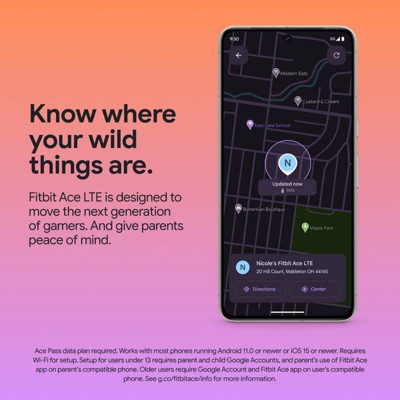 slide 8 of 15, Google Fitbit Ace LTE Kids Smartwatch - Spicy, 1 ct