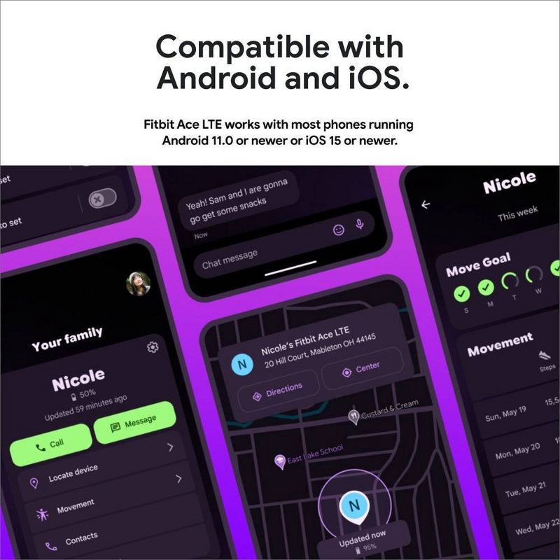 slide 9 of 14, Google Fitbit Ace LTE Kids Smartwatch - Mild, 1 ct