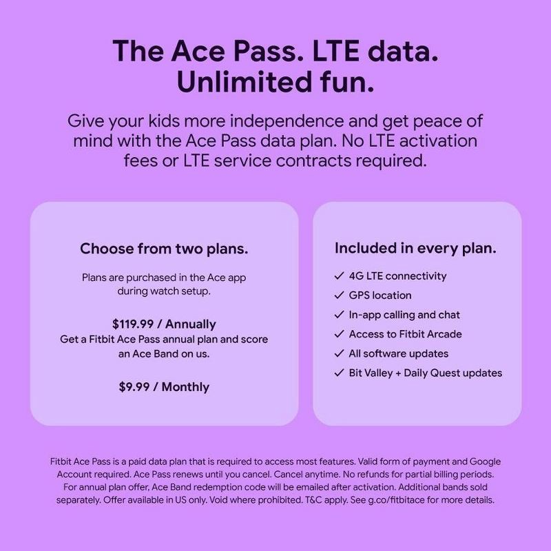 slide 10 of 14, Google Fitbit Ace LTE Kids Smartwatch - Mild, 1 ct