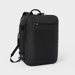 40L Travel Backpack With Expansion Black - Open Story™️: Water-Resistant, Fits 15" Laptop, Softside Twill